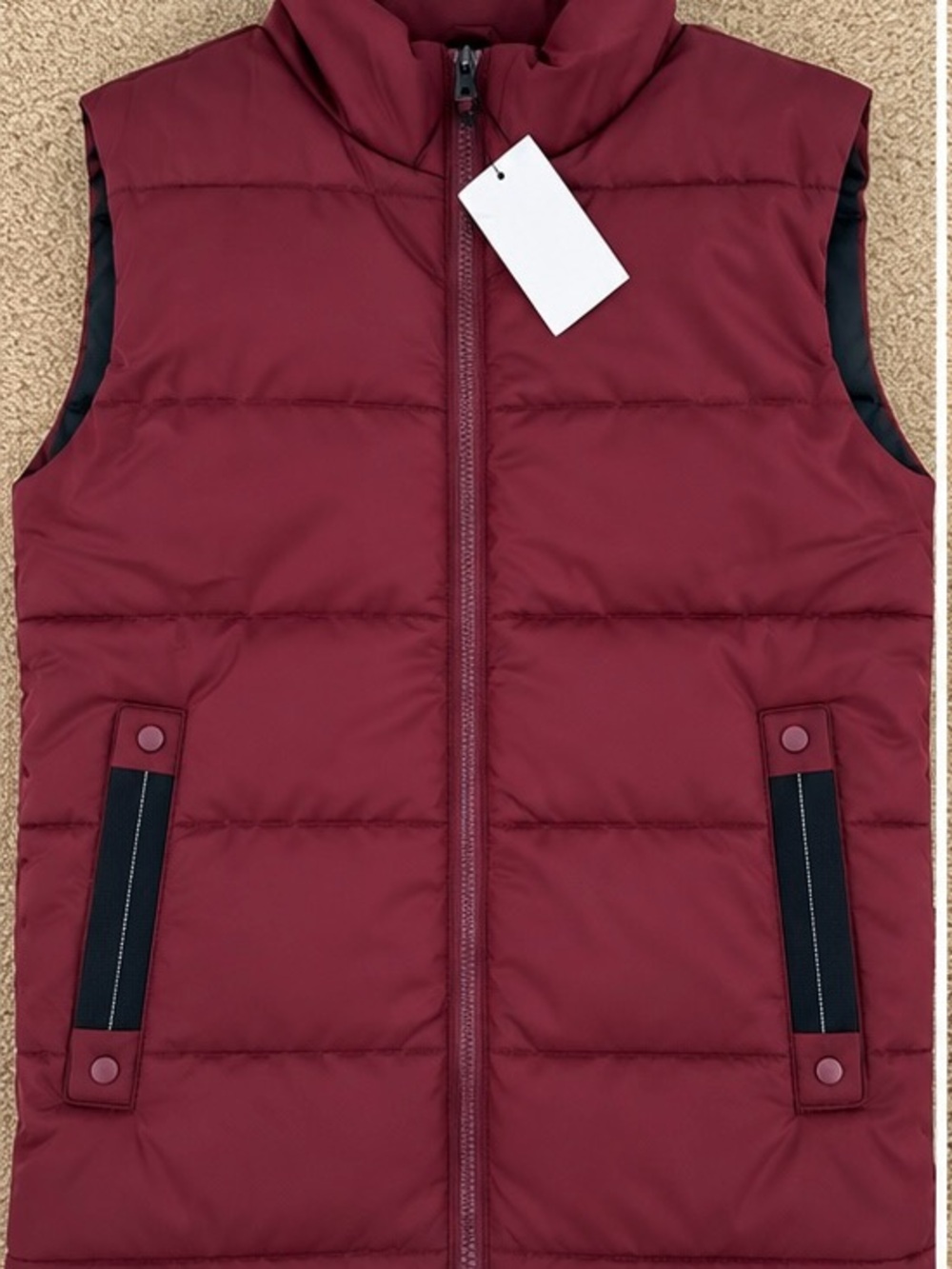 Men's Quilted Puffer Vest in Wine Red